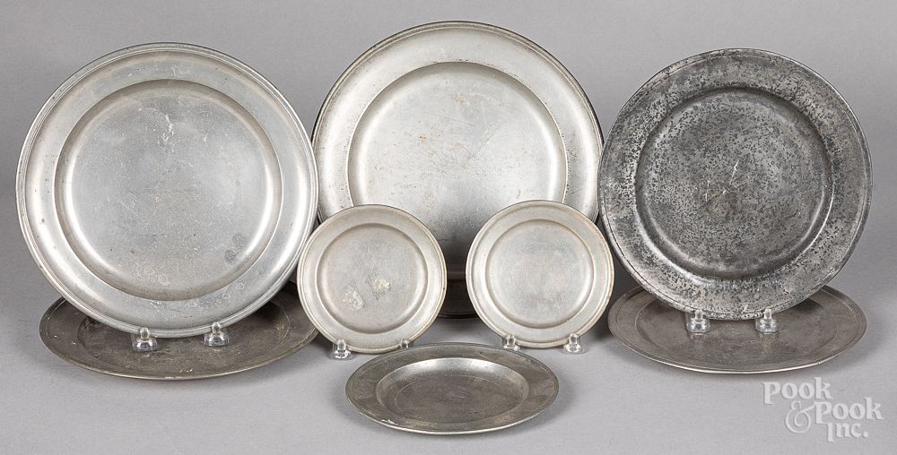 Appraisal: Eight Continental pewter plates th th c Eight Continental pewter