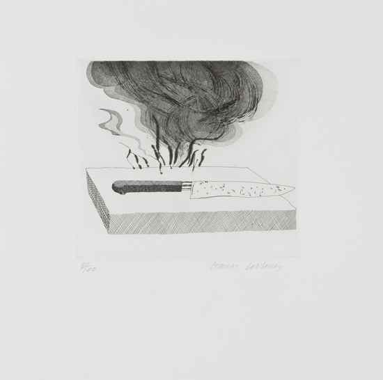 Appraisal: David Hockney b The Carpenter's Bench a Knife and Fire