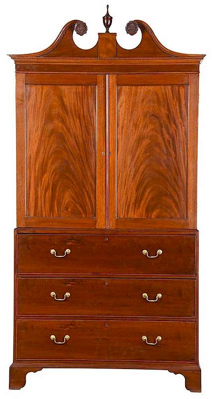 Appraisal: Important Signed Charleston Secretary Linen Press South Carolina - finely