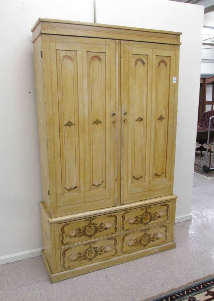 Appraisal: A VICTORIAN PAINTED PINE WARDROBE ON CHEST Scandinavian late th