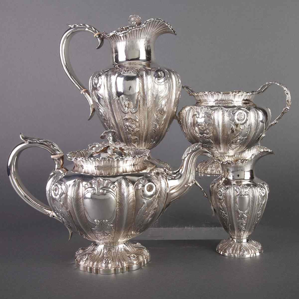 Appraisal: Early Victorian Silver Tea Service Edward Barton London - comprising