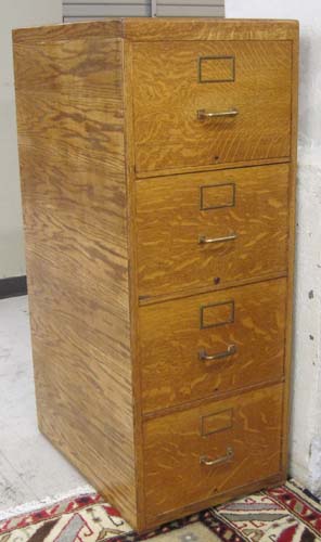 Appraisal: FOUR-DRAWER OAK FILE CABINET American early th century restored having