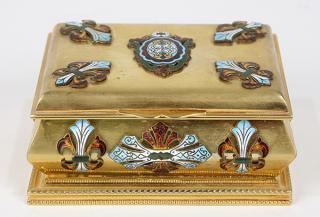 Appraisal: Continental gilt and champleve decorated jewel casket Continental gilt and