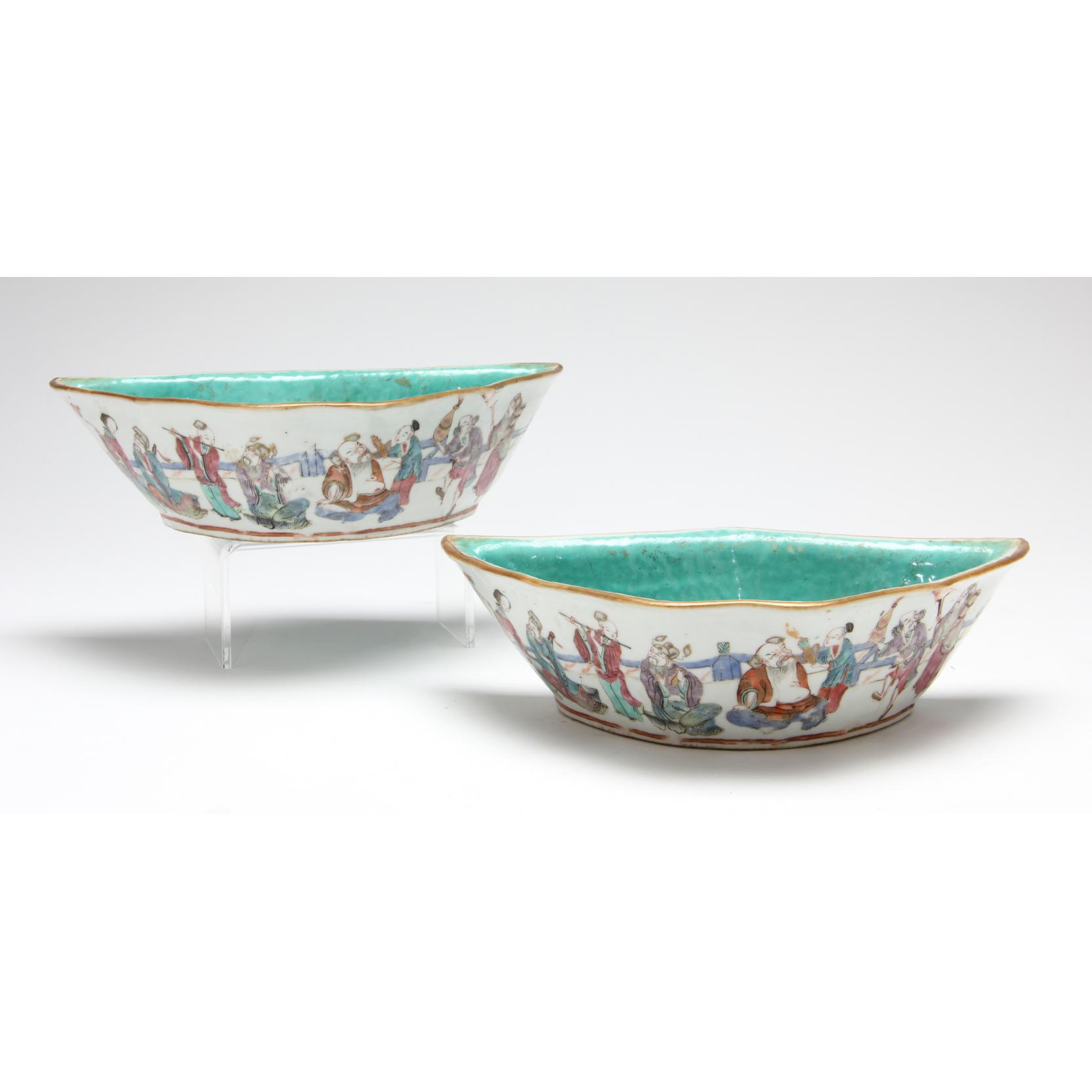 Appraisal: Pair of Matching Chinese Bowls crescent form the underside signed