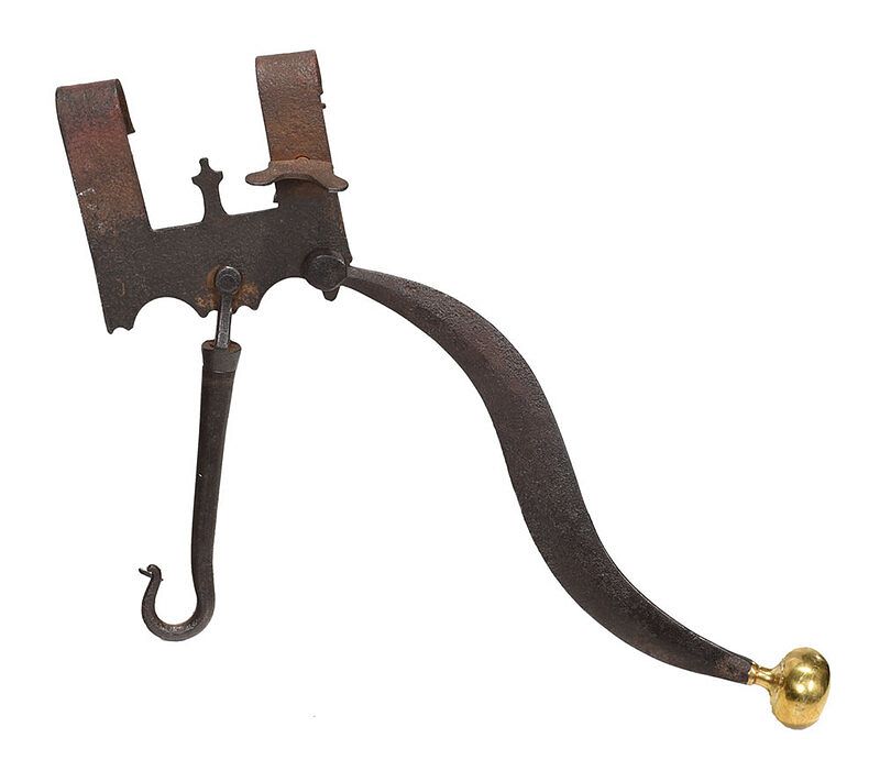 Appraisal: Fine Wrought Iron and Brass Pot Hanger probably British th