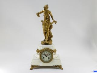 Appraisal: French Le Roy Marble Gilt Figural Mantel Clock FRANCE LATE