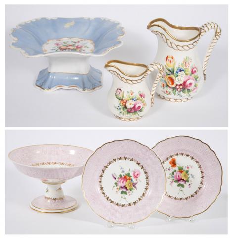 Appraisal: Group of English Porcelain Table Articles Comprising two compotes two