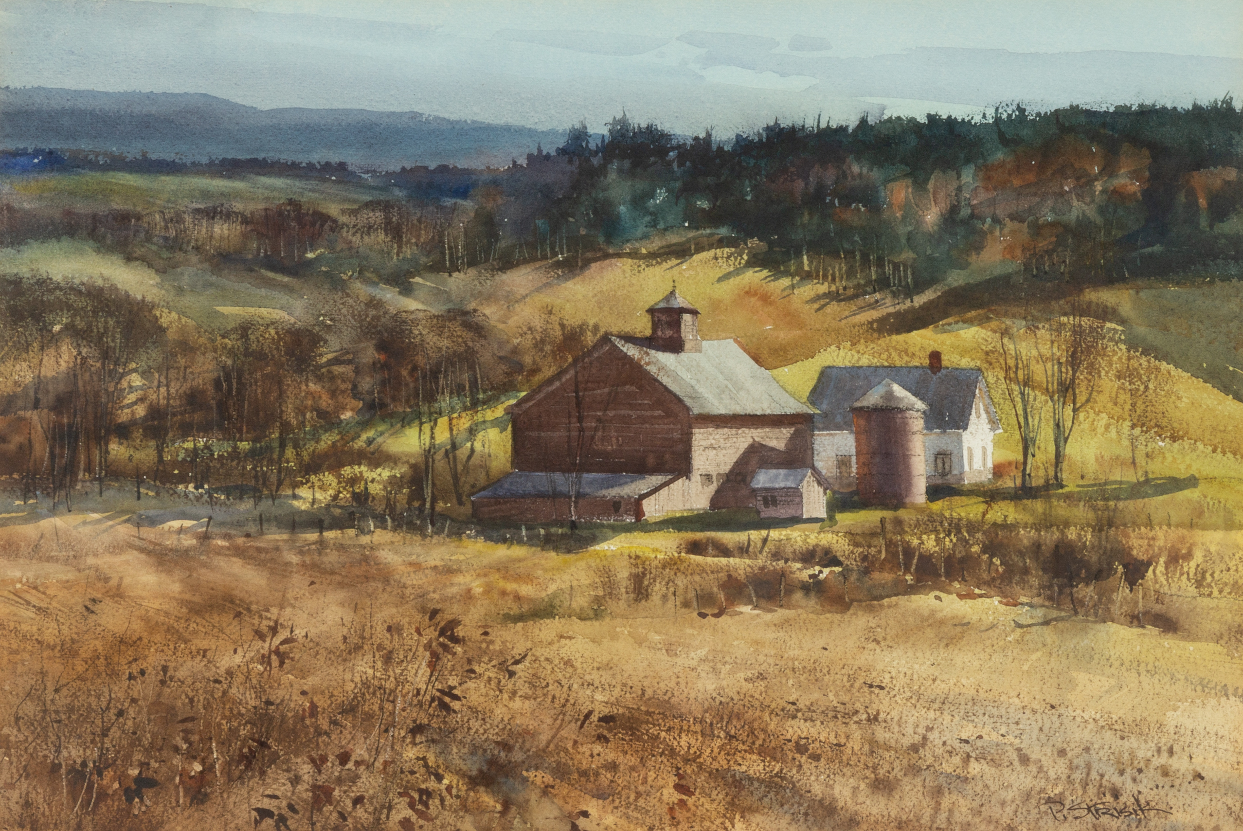 Appraisal: PAUL STRISIK AMERICAN - VALLEY FARM Watercolor Signed 'P Strisik'