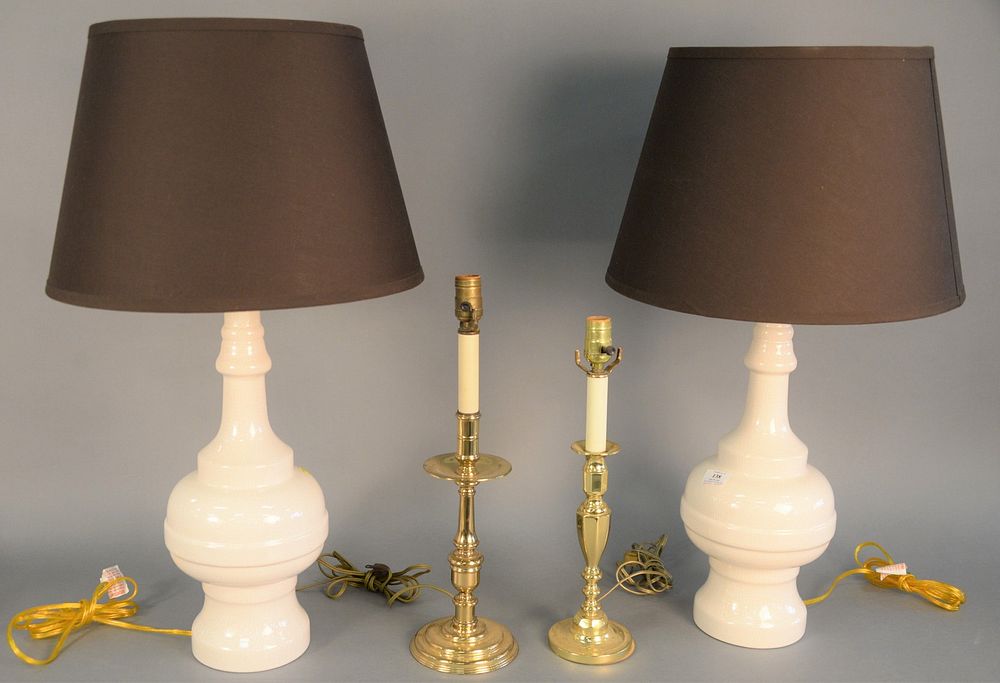 Appraisal: Four table lamps to include pair of white glazed ceramic