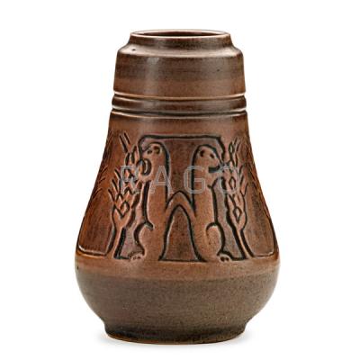 Appraisal: MARGARET CABLE NDSM Vase w prairie dogs Condition Report