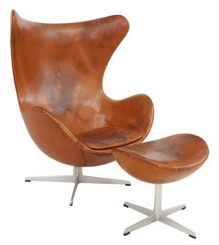 Appraisal: lot of Modernist Egg chair and foot stool designed by