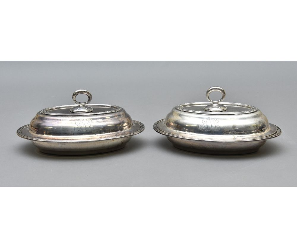 Appraisal: Pair of Sterling Silver covered Vegetable Dishes Pair of oval