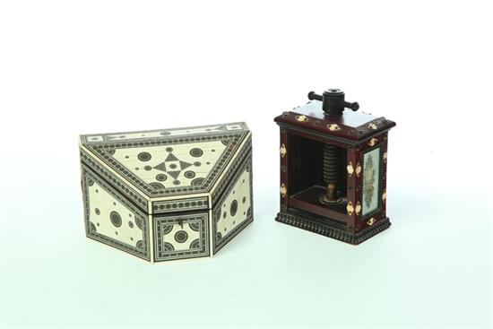 Appraisal: LETTER BOX AND SPECIMEN PRESS Late th-early th century Indian