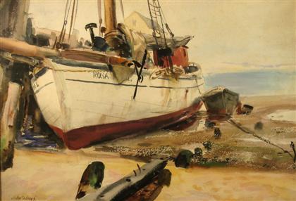 Appraisal: JOHN WHORF american - BOATS ASHORE Signed 'John Whorf '