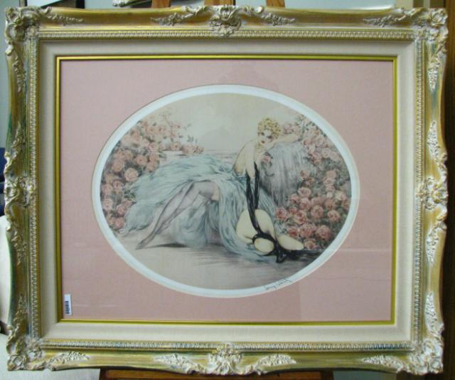 Appraisal: Pair of framed lithographs after Louis Icart both depicting art