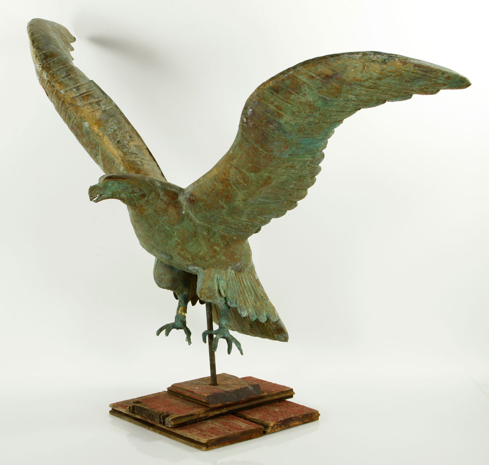 Appraisal: - th C Copper Eagle Weathervane th century eagle weathervane