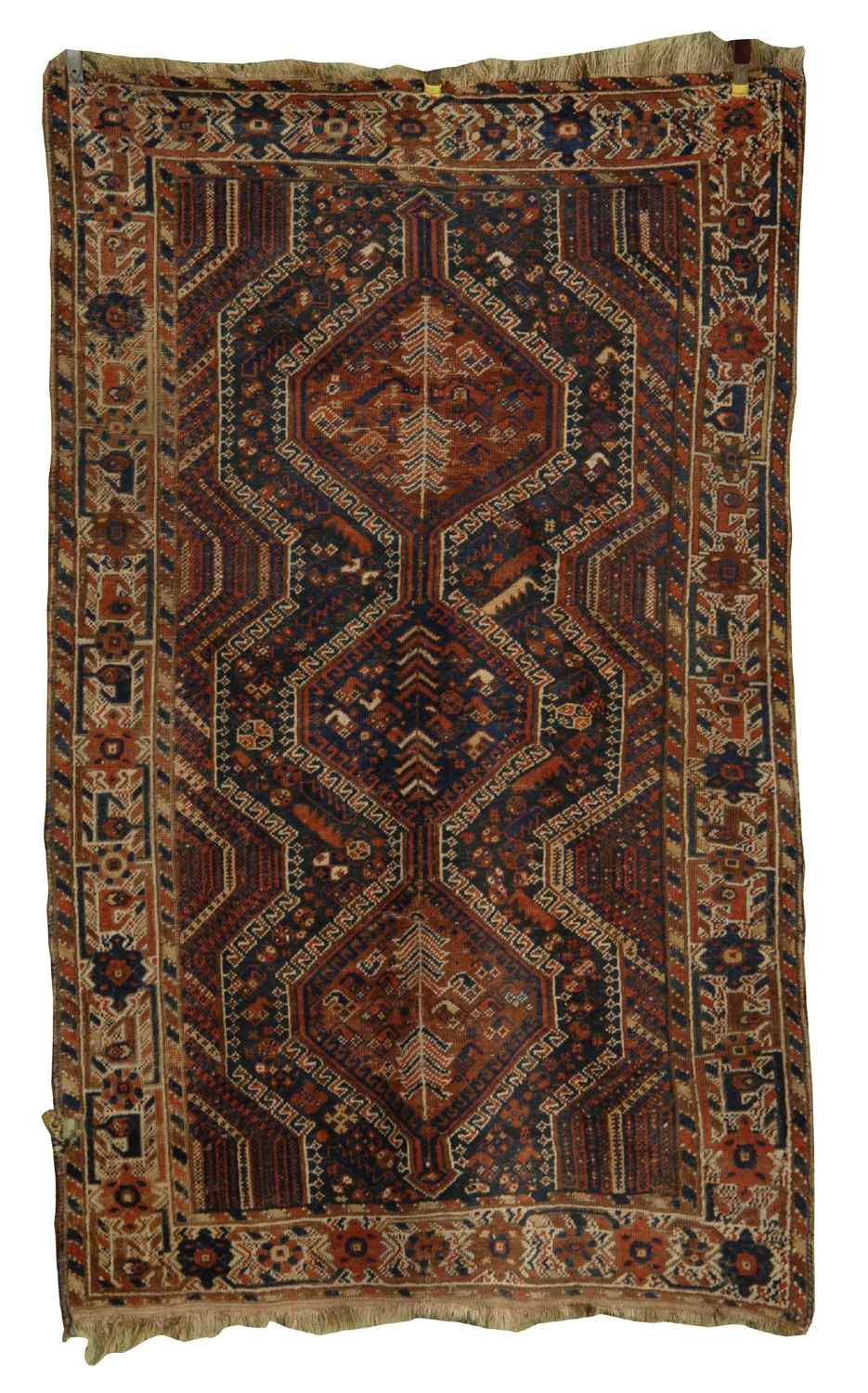 Appraisal: ORIENTAL RUG AFSHAR ' x ' '' Three traditional rust-red