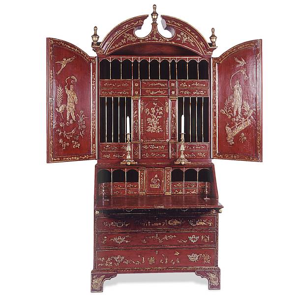 Appraisal: A George I style lacquered bureau bookcase height in width