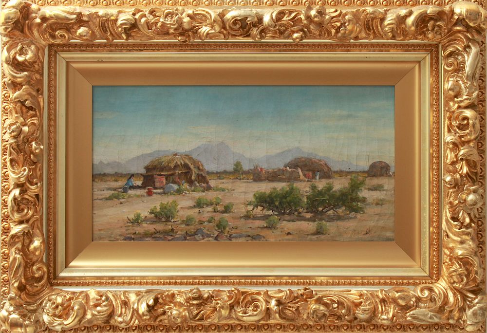 Appraisal: H Sells Southwest Indian Landscape Oil th C H Sells