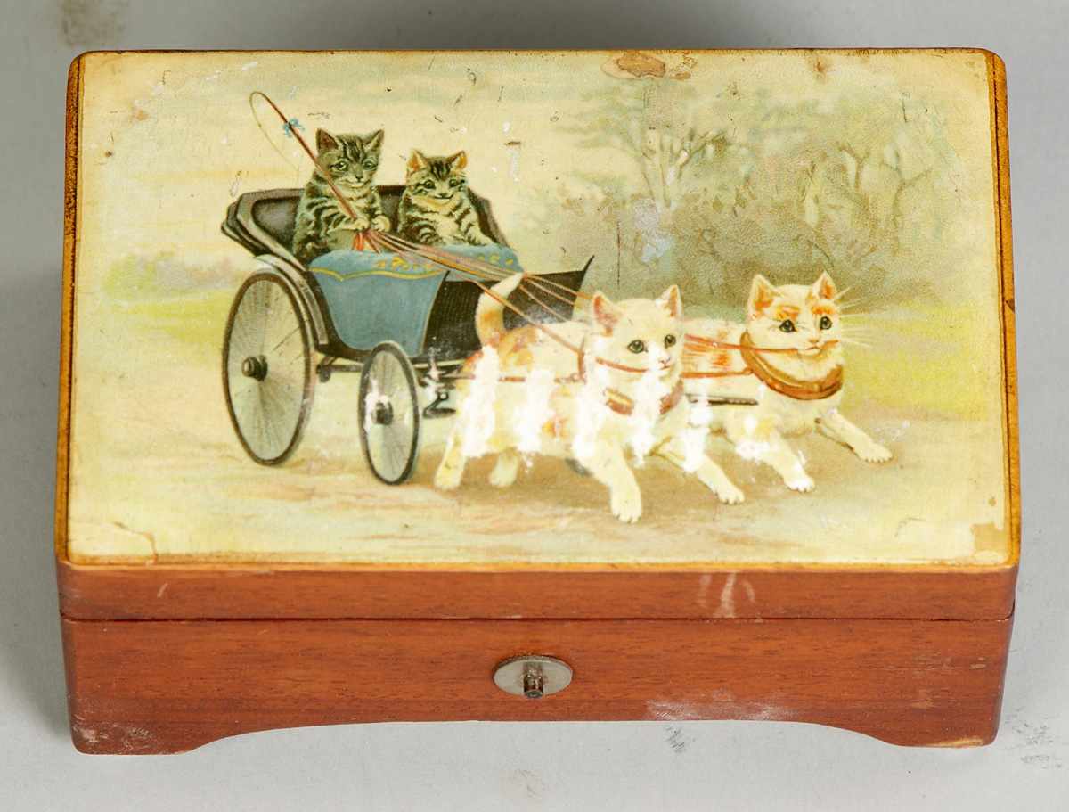 Appraisal: Miniature Novelty Music Box w Kittens Case with original finish