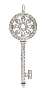 Appraisal: A Platinum and Diamond Petals Key Pendant Tiffany Co dwts