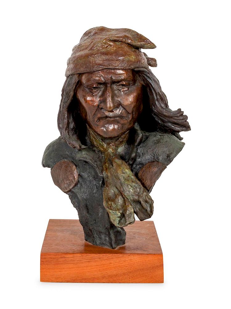 Appraisal: Daro Flood American - Bust of Geronimo Daro Flood American