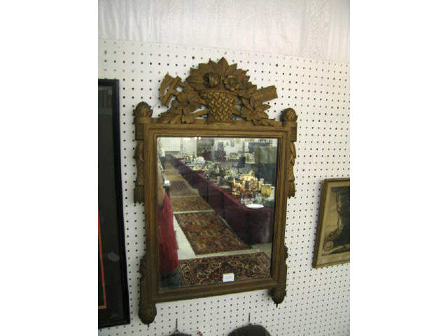 Appraisal: Carved Wall Mirror basket of flowers at top