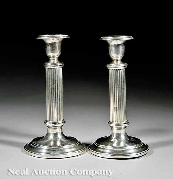 Appraisal: A Pair of Kirk Sterling Silver Fluted Candlesticks th c