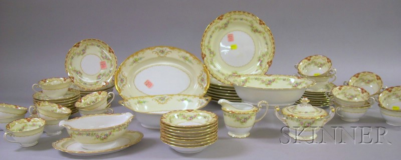 Appraisal: Sixty-three Piece Noritake Ainslee Pattern Porcelain Dinner Service