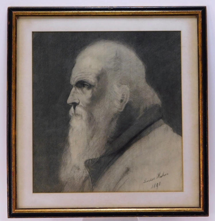 Appraisal: LOUIS HAHN WALT WHITMAN CHARCOAL PORTRAIT DRAWING California - Realist