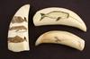 Appraisal: WHALE'S TEETH - Lot of three th C scrimshawn whale's