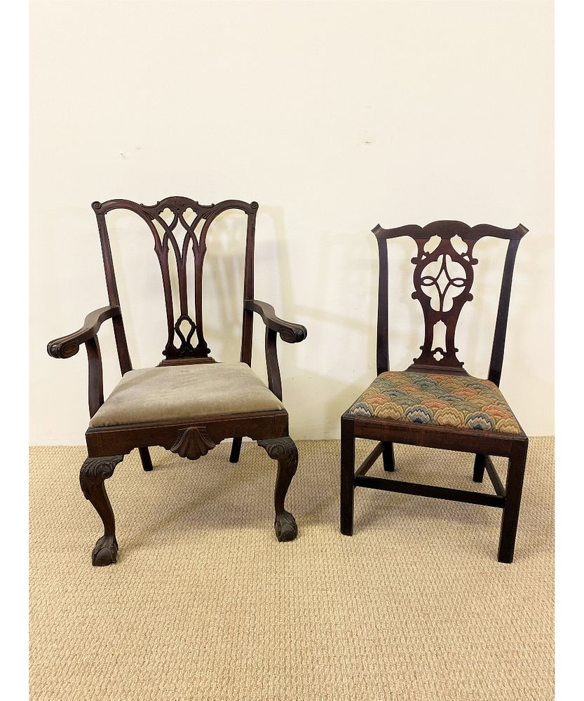 Appraisal: Philadelphia Chippendale Side Chair etc Philadelphia Chippendale mahogany side chair