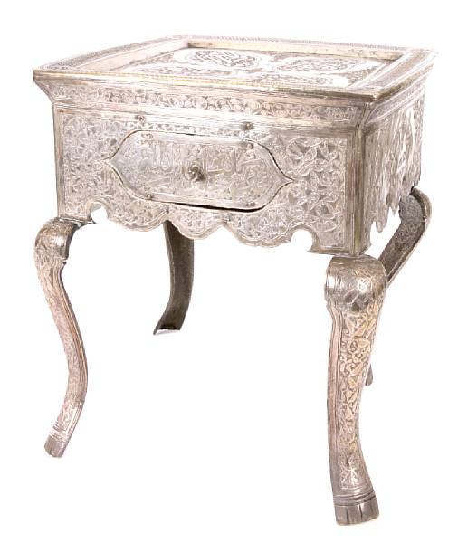 Appraisal: An Indian silvered metal low table height in width in