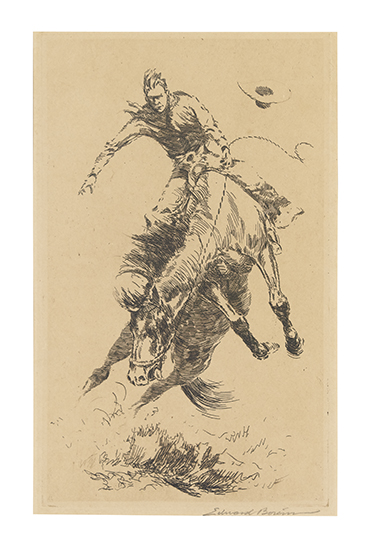 Appraisal: EDWARD BOREIN New Bucking Horse Etching on imitation Japan paper