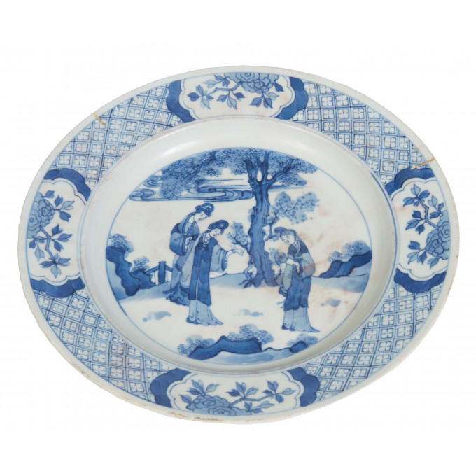 Appraisal: Chinese Blue and White Pocelain Plate th c with a