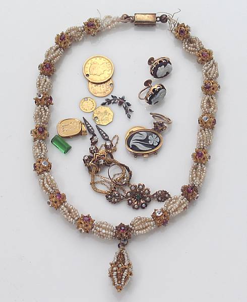 Appraisal: A collection of gem-set and gold costume jewelry