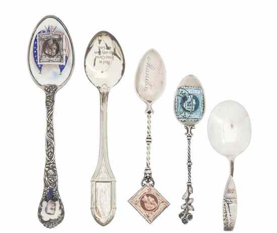 Appraisal: A Collection of Sterling Silver Souvenir Spoons comprising examples Length