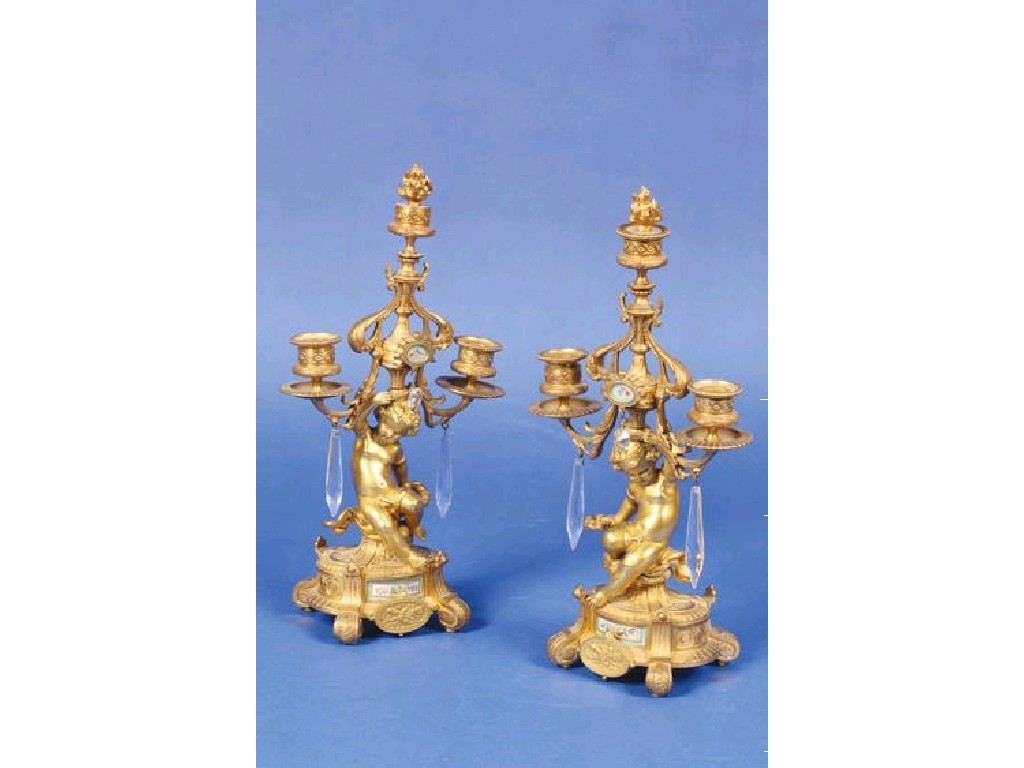 Appraisal: A PAIR OF LOUIS VX STYLE GILT METAL AND SEVRES