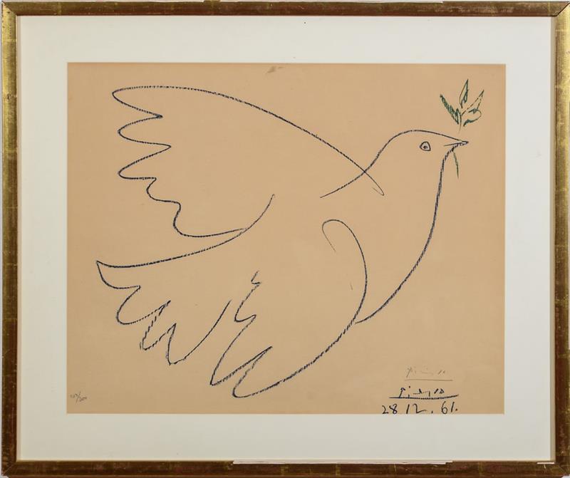 Appraisal: AFTER PABLO PICASSO - DOVE OF PEACE Lithograph in blue