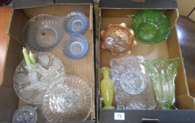 Appraisal: Two Trays of quality Glass Ware to include Candlesticks Coloured