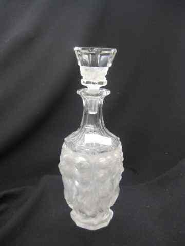 Appraisal: Czechoslovakian Art Glass Decanter figural nudes frosted clear in manner