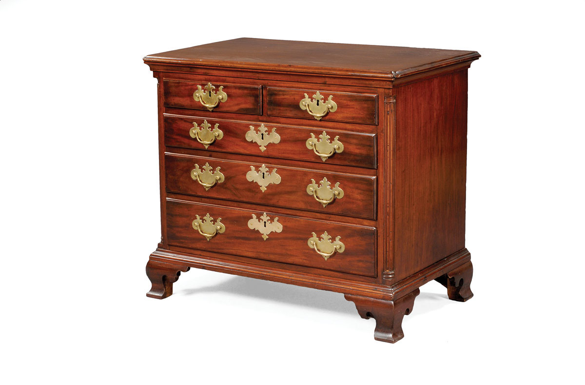 Appraisal: PENNSYLVANIA CHIPPENDALE WALNUT CHEST OF DRAWERS Th e rectangular molded