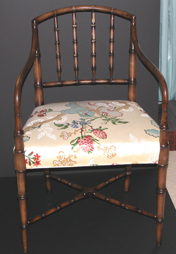 Appraisal: Regency Style Bamboo Turned Fruitwood Arm Chair th Century Unknown