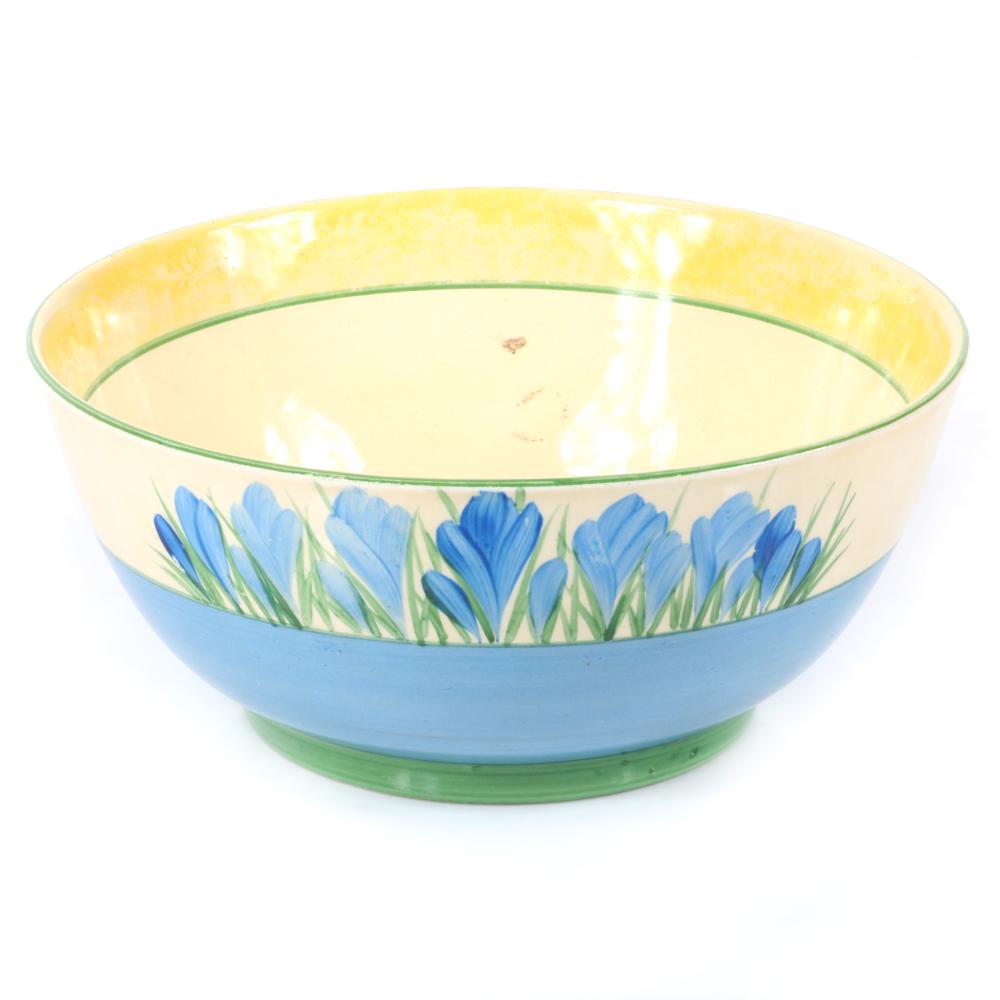 Appraisal: CLARICE CLIFF RARE BLUE CROCUS PATTERN HAND PAINTED FOOTED BOWL