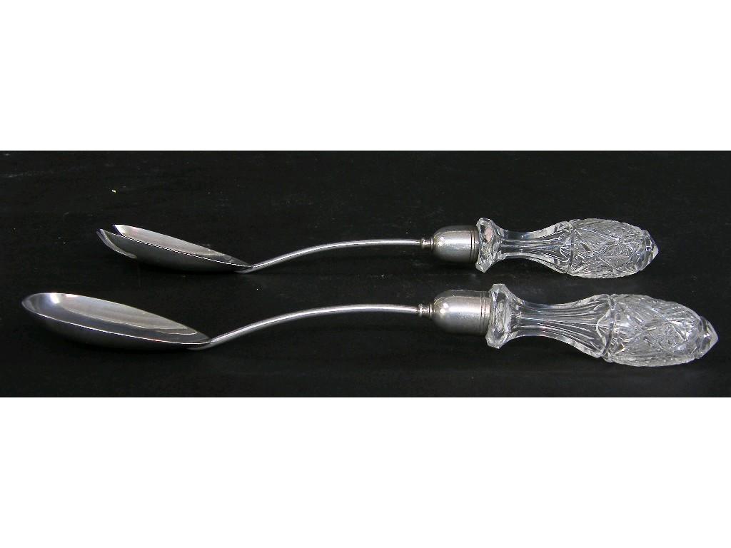 Appraisal: Pair of Victorian salad servers with cut glass handles maker