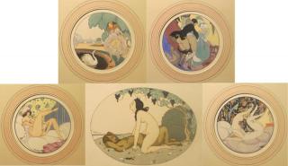 Appraisal: WEGENER Gerda Lot of Erotic Pochoirs Le Delassements d'Eros Illustrations