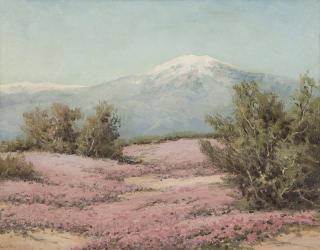 Appraisal: Robert W Wood Desert Verbena and mountains bears signature lower