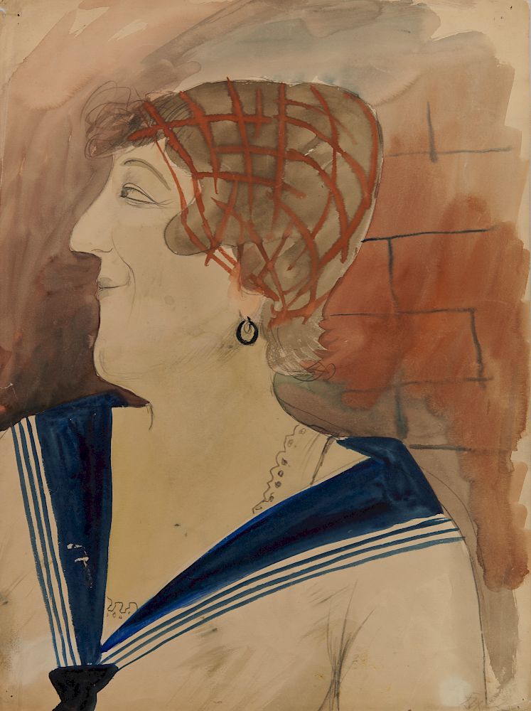 Appraisal: OTTO DIX German - Portrait of Julia Feininger watercolor and