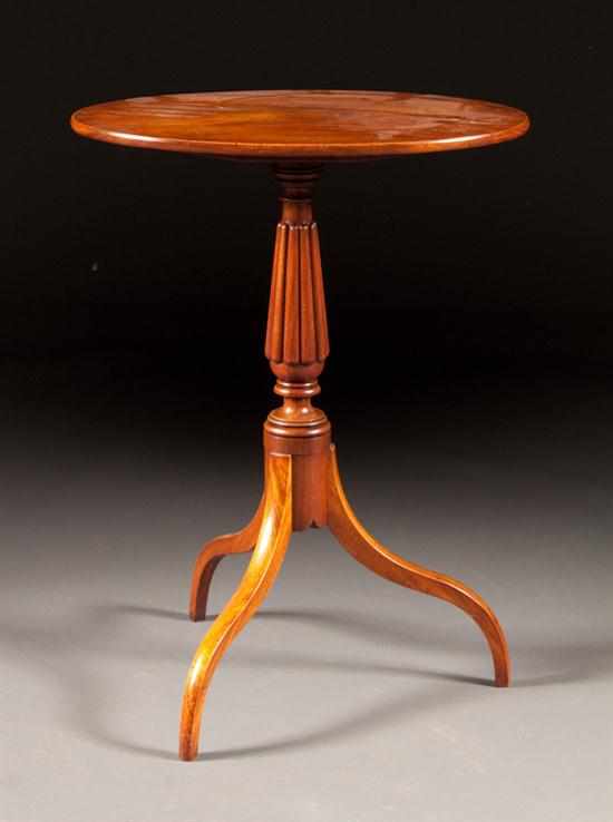 Appraisal: Late Federal mahogany oval tilt-top candlestand Massachusetts circa turned and