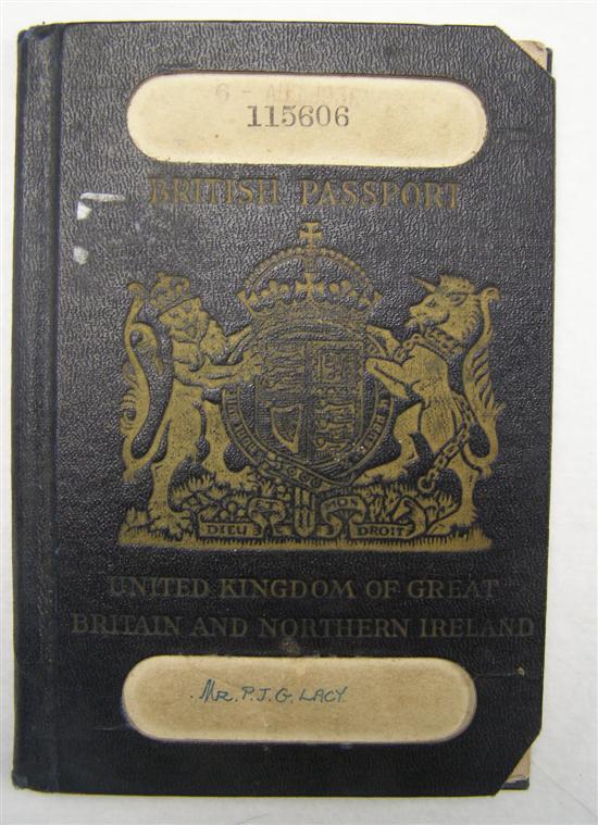 Appraisal: Peter James Gerald Lacy Cancelled United Kingdom Passport issued th